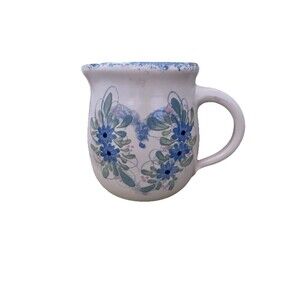 East Texas Pottery Marshall Blue Spongeware Pitcher Medium Sz 5.75 In Floral